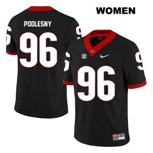 Women's Georgia Bulldogs NCAA #96 Jack Podlesny Nike Stitched Black Legend Authentic College Football Jersey AYO6654EL